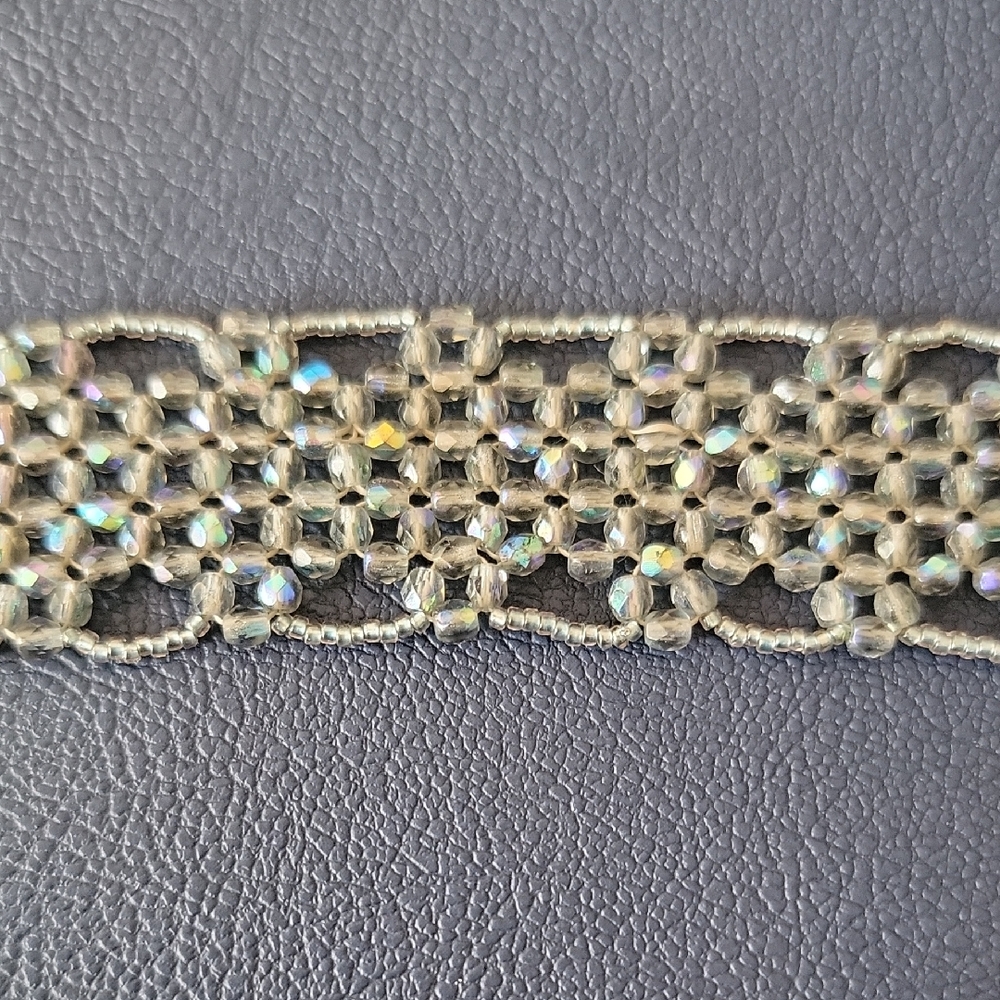 Iridescent Beaded Bracelet Sterling Silver Clasp